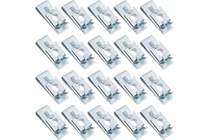 LT Easiyl Pack of 20 Galvanized Steel Narrow U-Clip Nuts M6 Cage Nut Fasteners Replacement Part Spring Nuts Suitable for Ligh