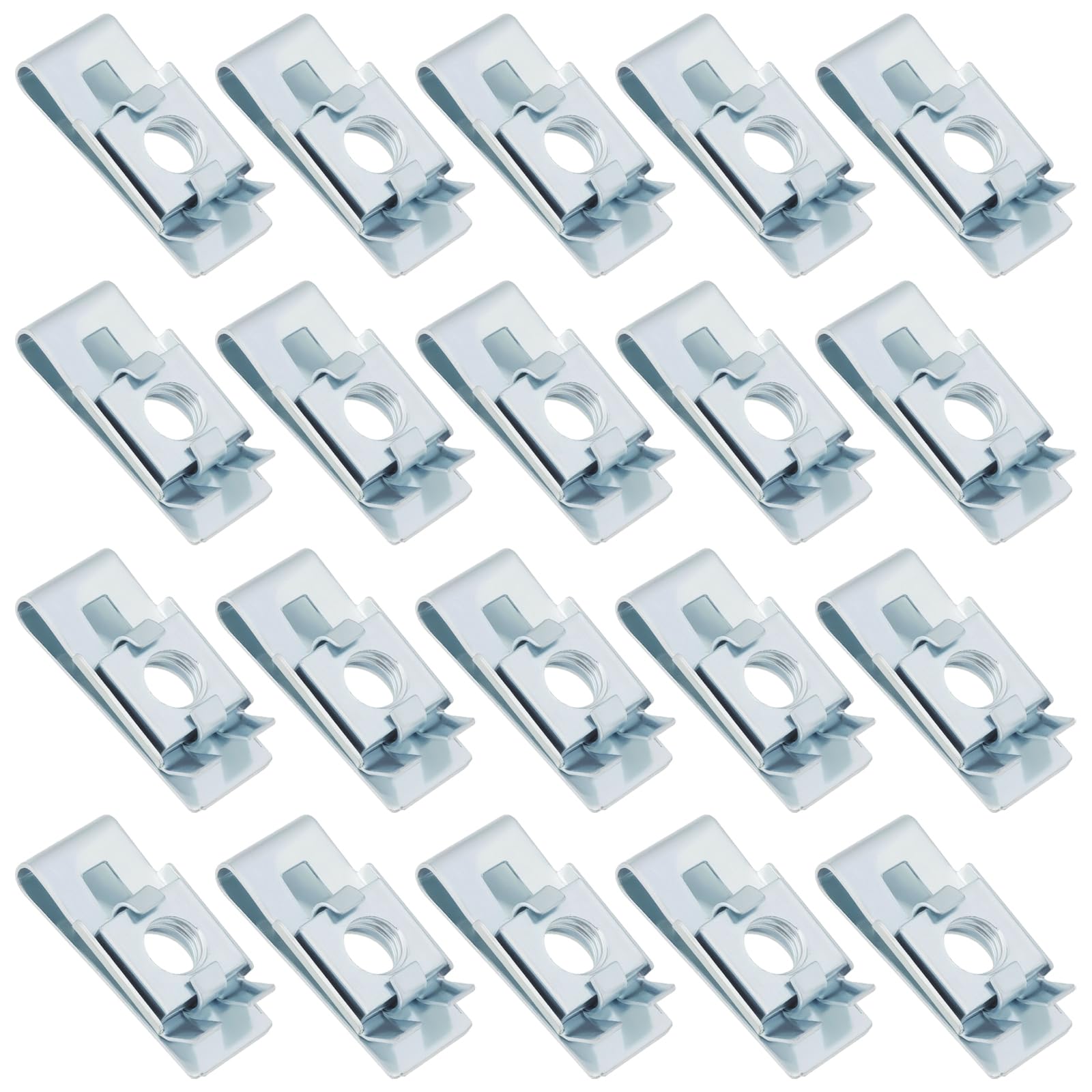 LT Easiyl Pack of 20 Galvanized Steel Narrow U-Clip Nuts M6 Cage Nut Fasteners Replacement Part Spring Nuts Suitable for Light Fasteners