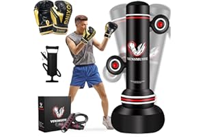 Vensmuste Punching Bag for Adults Teens, 69" Inflatable Freestanding Punching Bag with Boxing Gloves, Inflation Pump and Jump Rope, Suitable for MMA Karate Kickboxing Boxing