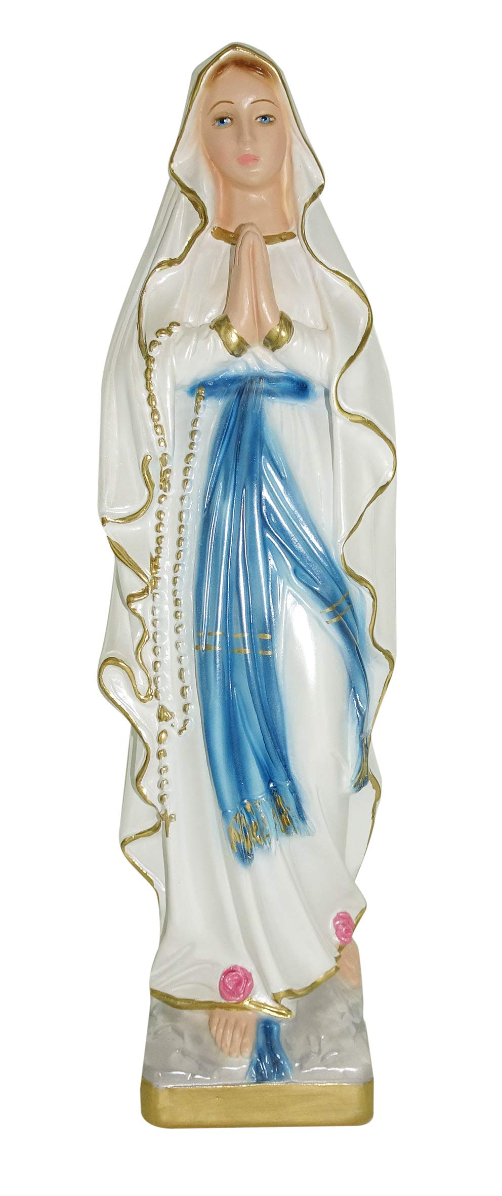 Ferrari & Arrighetti Our Lady of Lourdes Statue in Hand-Painted Nacred Plaster - 30 cm