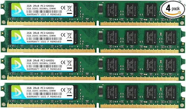 Duomeiqi 8gb Kit 4x 2gb Dimm Udimm Pc2 6400u Ddr2 800mhz Pc2 6400 Cl6 1 8v 240 Pin Desktop Memory Ram Module Fit For Intel Amd System Non Ecc Unbuffered At Amazon Com