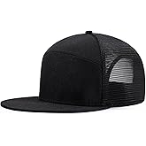 Oversize XXL Blank Flatbill Mesh Snapback Cap for Big Head 23.6"-25.6" Extra Large 6 Panel Camper Style Hat Baseball Cap