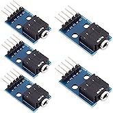 Teansic 5PCS 3.5mm Audio Jack Breakout Board,3.5mm Female Stereo Audio Socket to 5Pin Wiring Board for Audio Video Headphone 