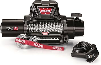 Warn 96820 Vr12 12v Electric Winch With Steel Cable Rope 3 8 Diameter X 80 39 Length 6 Ton 12 000 Lb Capacity