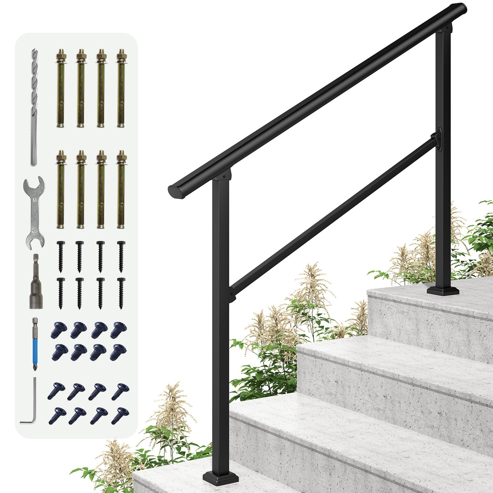 Hand Relling LOVMOR Hand Rails for Outdoor Steps, Wrought Iron Railing, Exterior ...