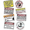8 pcs Funny Toolbox Sticker Warning Decal Tool Box Sticker Pack Set