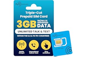 JZN MARKET H2O Wireless 90-Day Prepaid SIM Card USA with 3GB High-Speed 4G LTE/5G Data & 2GB Mobile Hotspot, Unlimited Data, International Talk & Text, Triple-Cut US Mobile SIM Card for Cell Phones