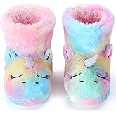 Dream Bridge Slippers Girls Kids Unicorn Booties Home House Slippers Boots Toddler Cute Plush Fleece Warm Cartoon Indoor Outdoor Slip on Fluffy Booties for Boys Girls
