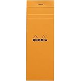 Rhodia8200C - Stapled Notepad N°8 Shopping Orange - 7.4x21 cm - Small Squares - 80 Detachable Sheets - 80G Clairefontaine Paper - Soft and Resistant Coated Card Cover - Basics