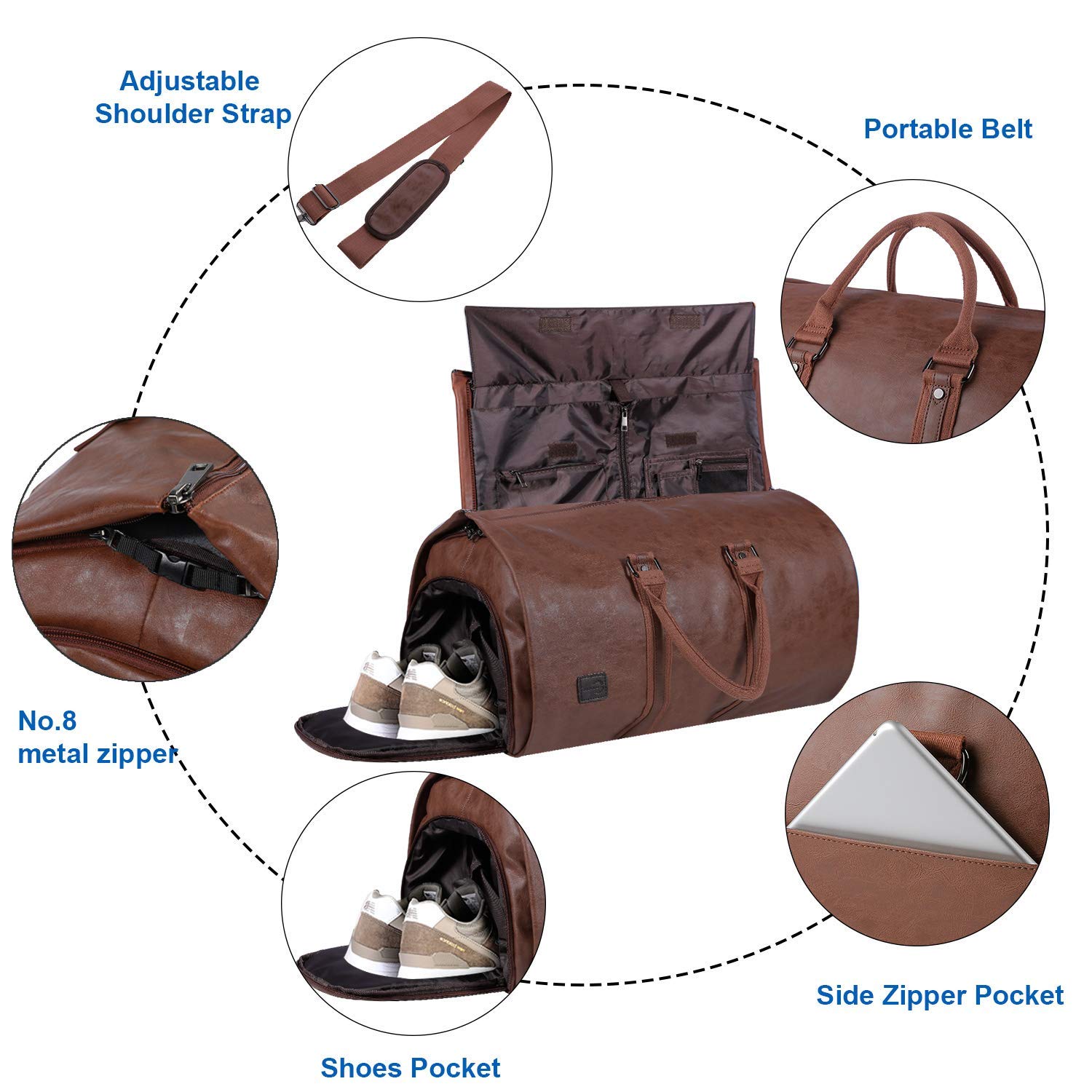 seyfocnia Convertible Travel Garment Bag,Carry on Garment Duffel Bag for Men Women - 2 in 1 Hanging Suitcase Suit Business Travel Bag