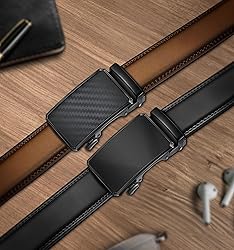 KEMISANT Men Belt 2 Pack, Leather Ratchet Belt Easy