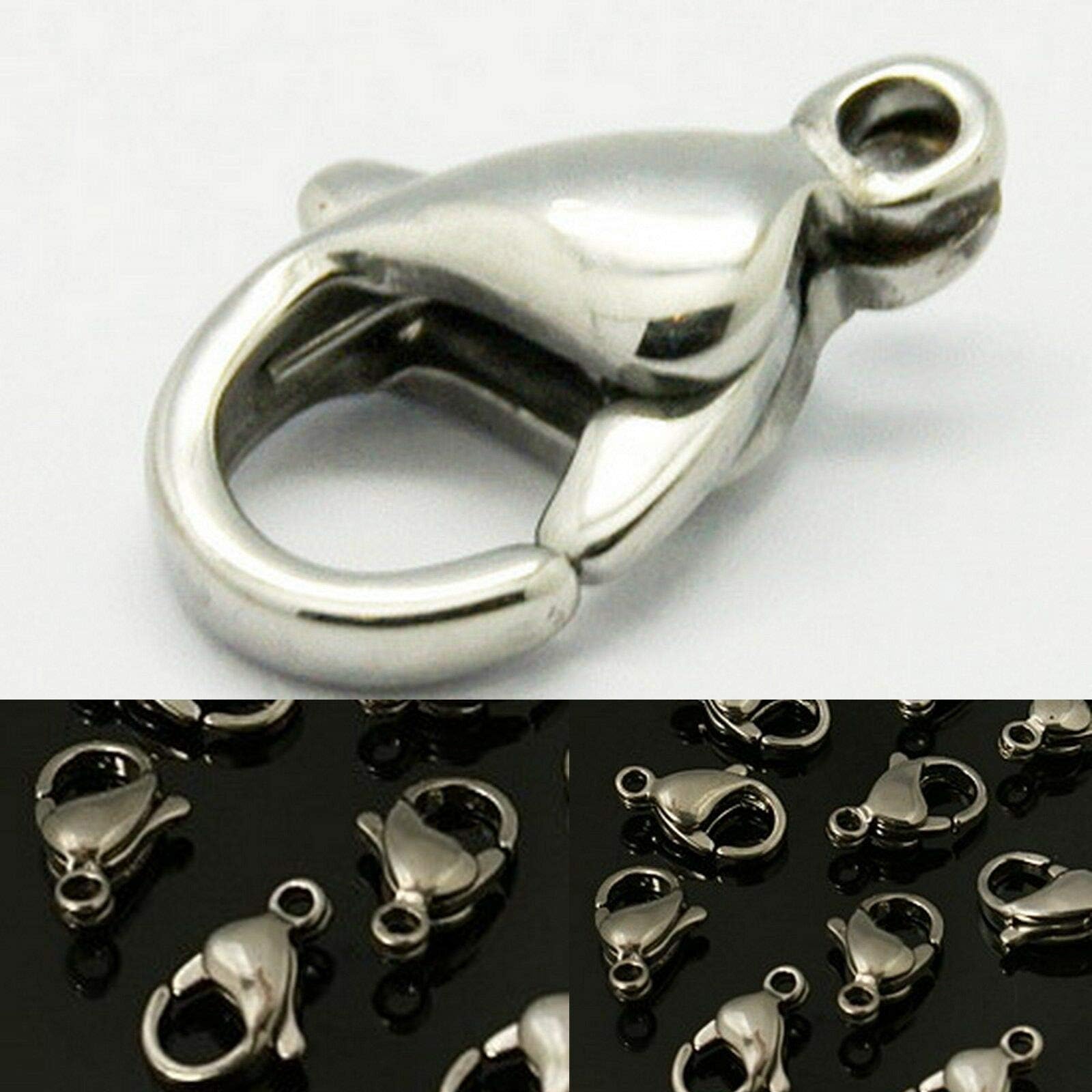 10mm x 6mm Lobster Clasp Stainless Steel Claw Hook Findings Supplies Wholesale Stainless Steel Lobster Clasp: 1 Clasp w/2 Stainless Steel Ju.