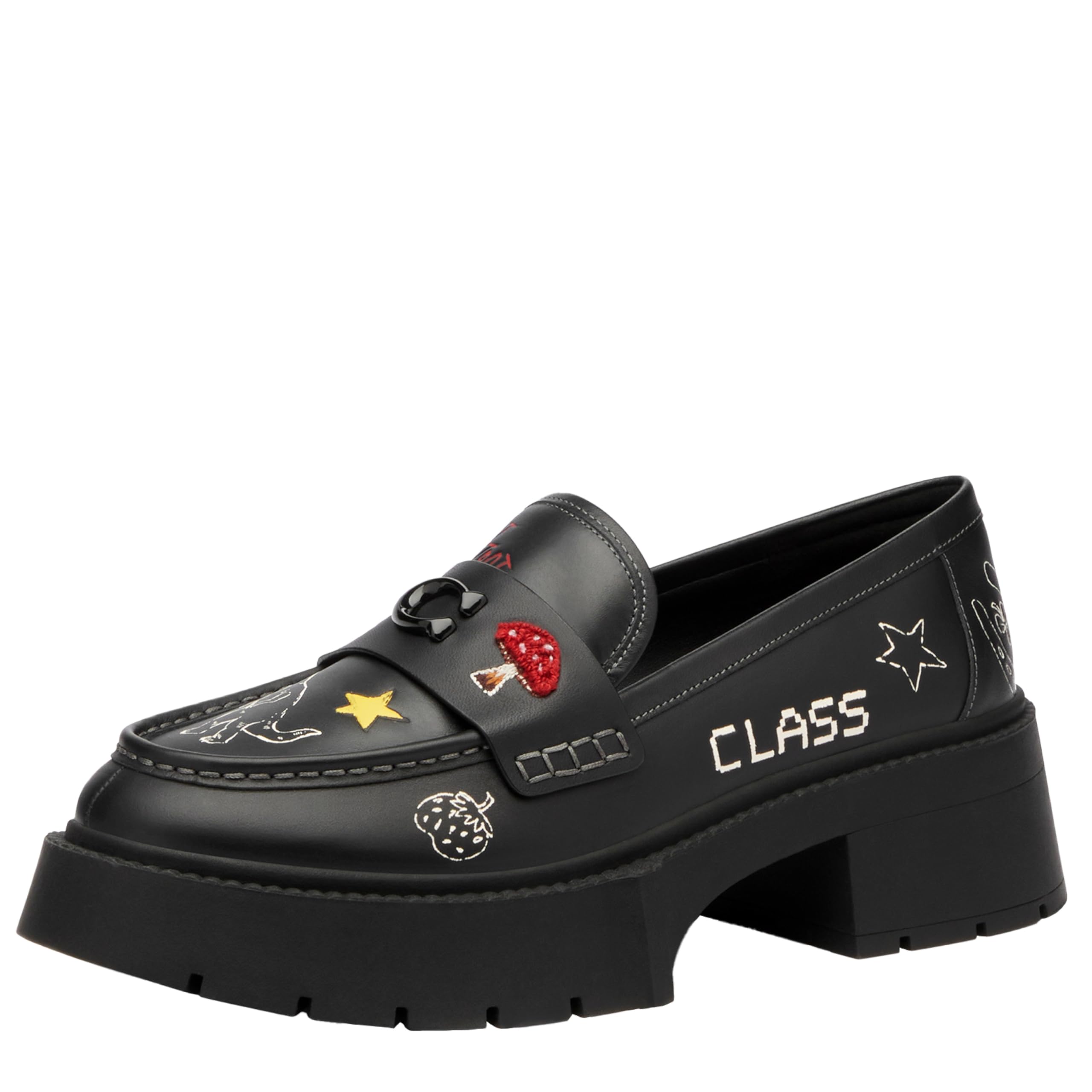 Photo 1 of COACH Leah Platform Loafer with Sketch Print, Charcoal/Black 7.5
