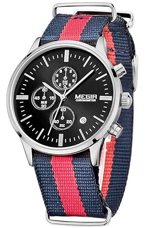 Mens Classic Casual Minimalist Canvas Chronograph Analog Quartz Wrist Watches