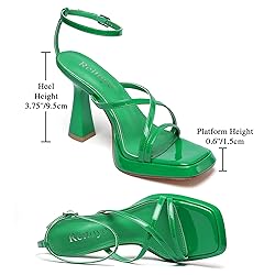 Reitoye Platform High Chunky Heels Square Toe