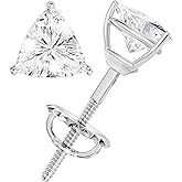 Moissanite Stud Earrings, 0.5ct-3ct D Color VVS1 Clarity All Shapes Moissanite 14K White Gold Plated 925 Sterling Silver Simulated Diamond Earrings For Women