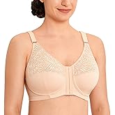 LAUDINE Women's Front Closure Lace Wireless Back Support Posture Bra Plus Size
