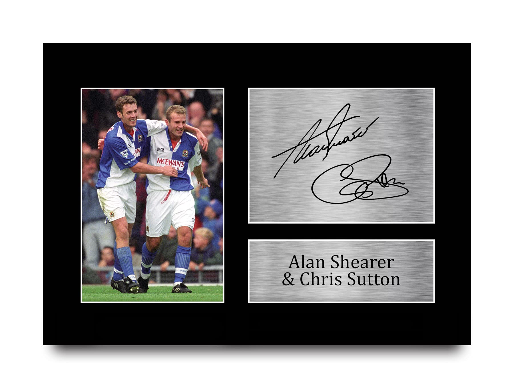 HWC Trading A4 Alan Shearer & Chris Sutton Blackburn Rovers 1994/1995 Champions Gifts Printed Signed Autograph Picture for Fans and Supporters - A4