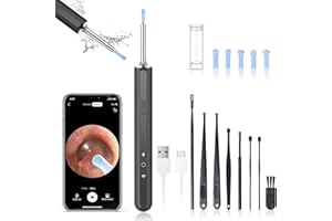 LEIPUT Ear Wax Removal - Earwax Remover Tool with 8 Pcs Ear Set - Ear Camera with 6 Ear Spoon - Ear Cleaner with Camera - Earwax Removal Kit with Light - Ear Cleaner for iOS & Android