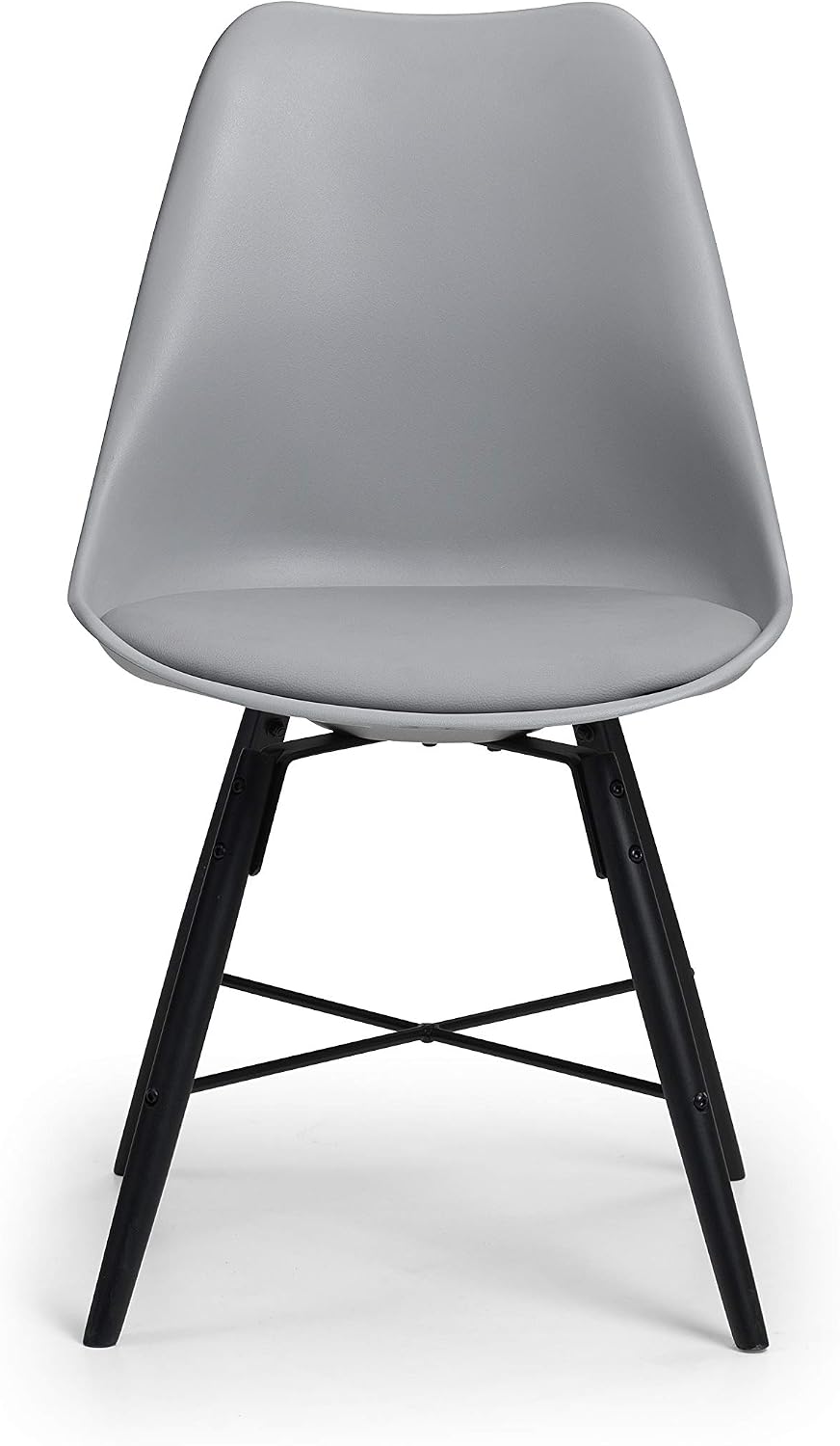 Julian Bowen Kari Dining Chairs Set of 2, Grey Chair with Black Metal Legs - Image 3