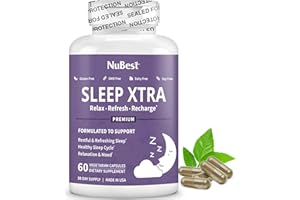 NuBest Sleep Xtra - Supports Healthy Sleep for Adults - Vitamin B6, Melatonin, Ashwagandha, Chamomile, Valerian & More - Non Habit-Forming - 60 Vegan Capsules | 1 Month Supply