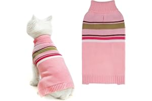 PAWCHIE Dog Sweater for Small Size Dog Girls Boys, Warm Coat Turtleneck Thick Dog Clothes with Leash Hole, Stretchy Knitted Dog Outfit for Small to Large Doggy Puppy Cat, Pink S