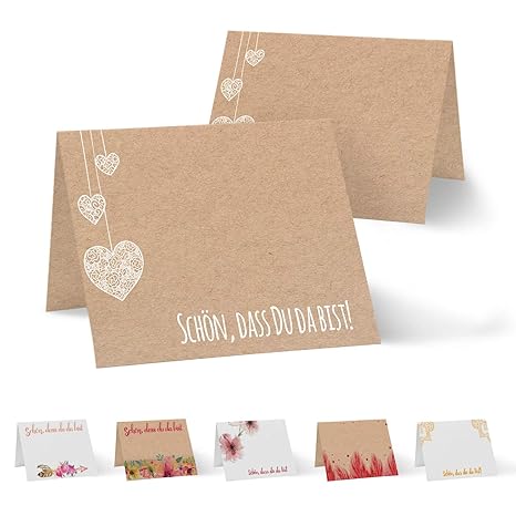 Kommunion Geburtstag Partycards 50 Tischkarten/Platzkarten DIN A7 für