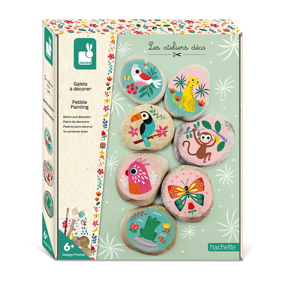 Janod - Pebbles to Decorate - Les Ateliers Déco - Children’s Creative Leisure Kit - Teaches Fine Motor Skills and Concentration - Suitable for ages 6 and up - J07922