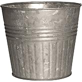 Headwind Decorative Planter - Round Galvanized Tub Planter &ndash; 4 Inch Lightweight Metal Planter with Drainage Hole &ndash; Galvanized Steel Tub for Plants - Metal Flower Pot by Robert Allen