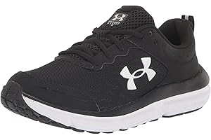 UNDER ARMOUR Women's Charged Assert 10 Running Shoe, (001) Black/Black/White, 11