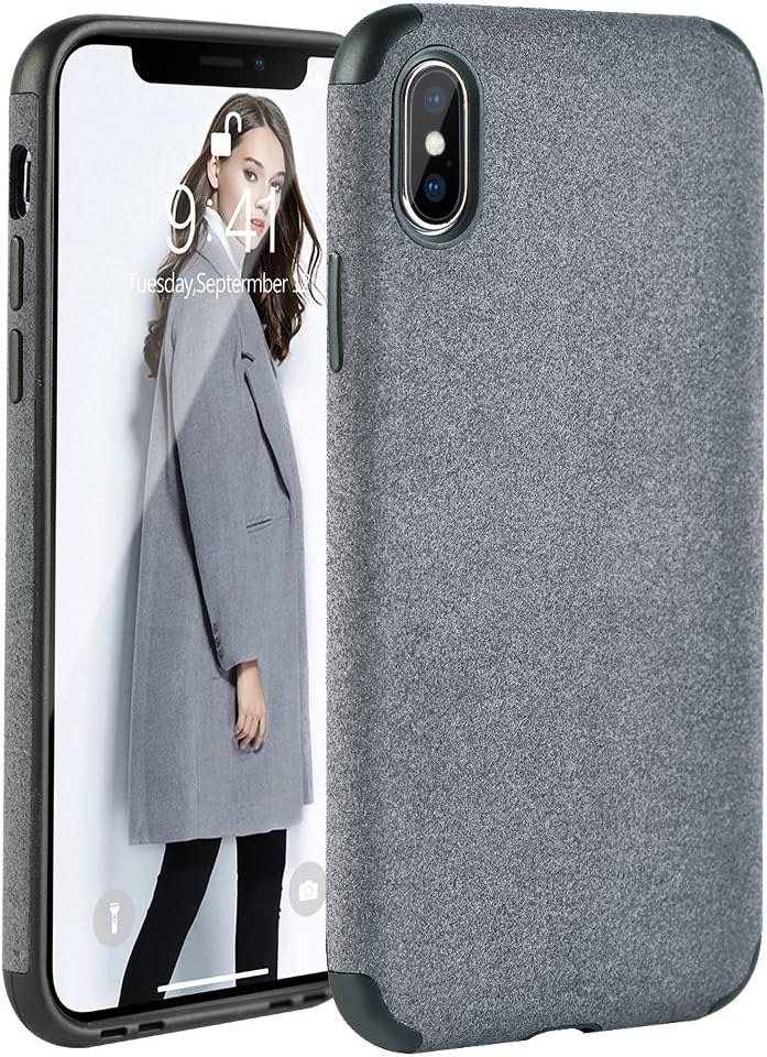 iPhone X Case,iPhone Xs Case, Custype TPU Soft Slim Ultra-Thin Durable Protective Stylish Case for Apple iPhone Xs/iPhone X (5.8 inch) (Flan-Gray)