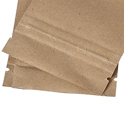 100/Pack Flat-Style Kraft Paper/Foil Zip Top