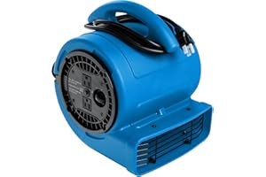 MOUNTO 1/5hp Air Mover 800cfm Blower Fan Carpet Floor Drying Fan - 3-Speed Compact Air Mover w/Dual Outlet, 10ft Power Cord for Drying, Cooling, Air Circulation (Blue)