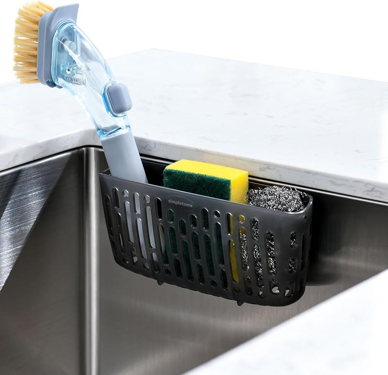 simpletome Sink Caddy Basket with 3 Suction Cups Translucent Grey