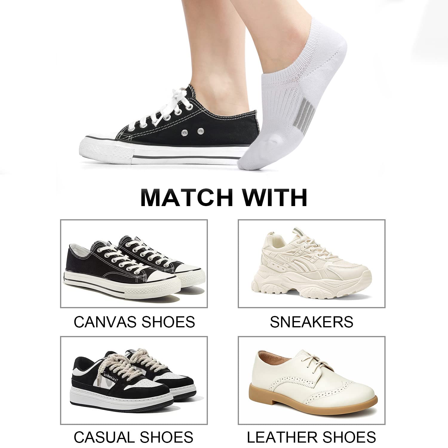 Toes Home No Show Socks Womens Cushioned Low Cut Athletic Hidden Liner for Sneakers Ankle Invisible Running Socks 4/6 Pairs