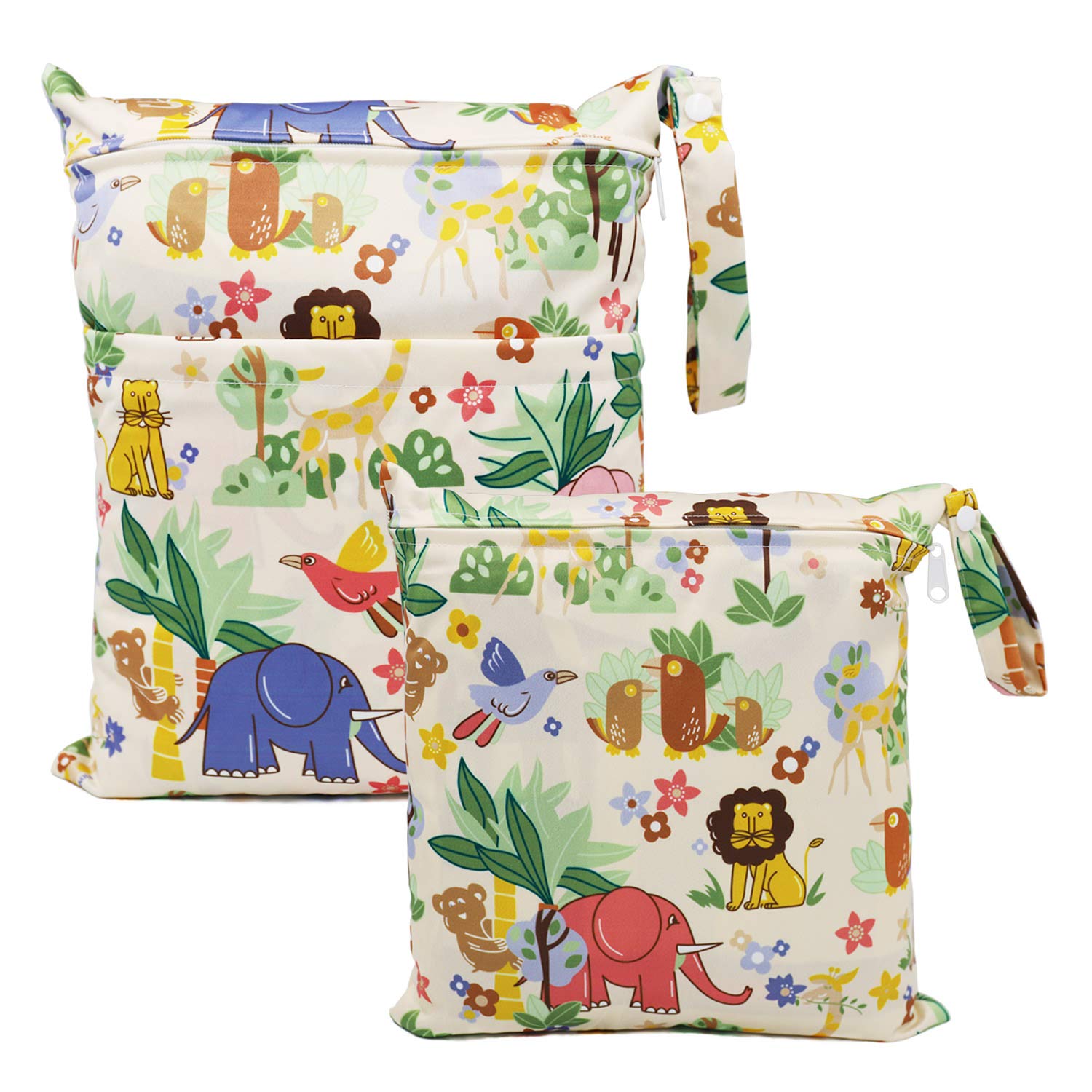 FenFang Wet Bag, Wet Dry Bags for Cloth Diapers Nappy Daycare Organiser Storage Bags, Waterproof Washable Reusable Zipper Bag (Beige)