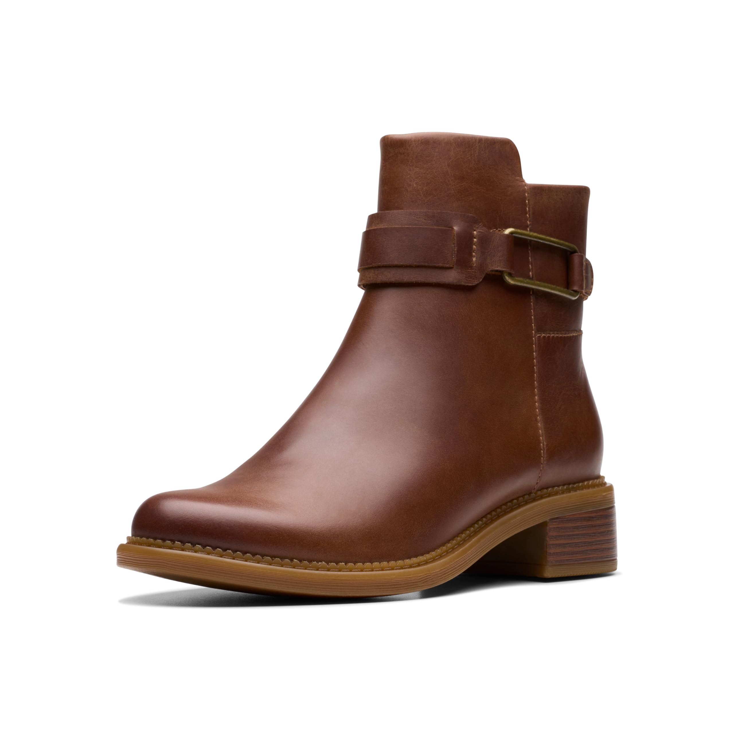 Clarks Women’s Maye Bella Ankle Boot, Tan Leather, 8.5 Wide