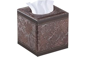 YAPISHI Leather Tissue Box Cover Square,Upgrade 99% Compatible Large Size,Cube Tissue Box Holder for Napkin Facial Paper,Dryer Sheet Dispenser Organizer for Bathroom Vanity Countertop,Night Stand