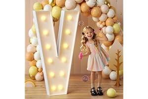 imprsv 4FT Marquee Light Up Letters, Mosaic Letters Marquee Letters for Baby Shower Engagement Graduation Party Decor, Large Marquee Letters for Party Decorations, Letter V (Need to Assemble)