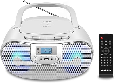 Gelielim Portable CD Player Boombox with Bluetooth FM Radio USB Remote