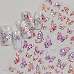 Butterfly Nail Art Stickers Decals Pink Butterfly