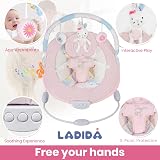 LADIDA Soft Baby Bouncer with Music and Vibration Pink Rabbit Theme view 5
