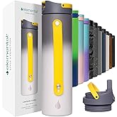 Elemental Iconic Stainless Steel Water Bottle with Straw - 20 oz Leak Proof Triple Wall Insulated Water Bottles for Travel and Sports - Reusable Gym Water Bottle with 2 Straws - Lightning Storm