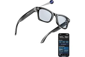 hellibito AI Smart Camera Glasses for Men Women, 4K Photography,1080P HD Video Recording,Real-Time Translation, Open-Ear Audio,Voice Assistant, Lightweight (Black Frame-Blue Light Blocking Lens)