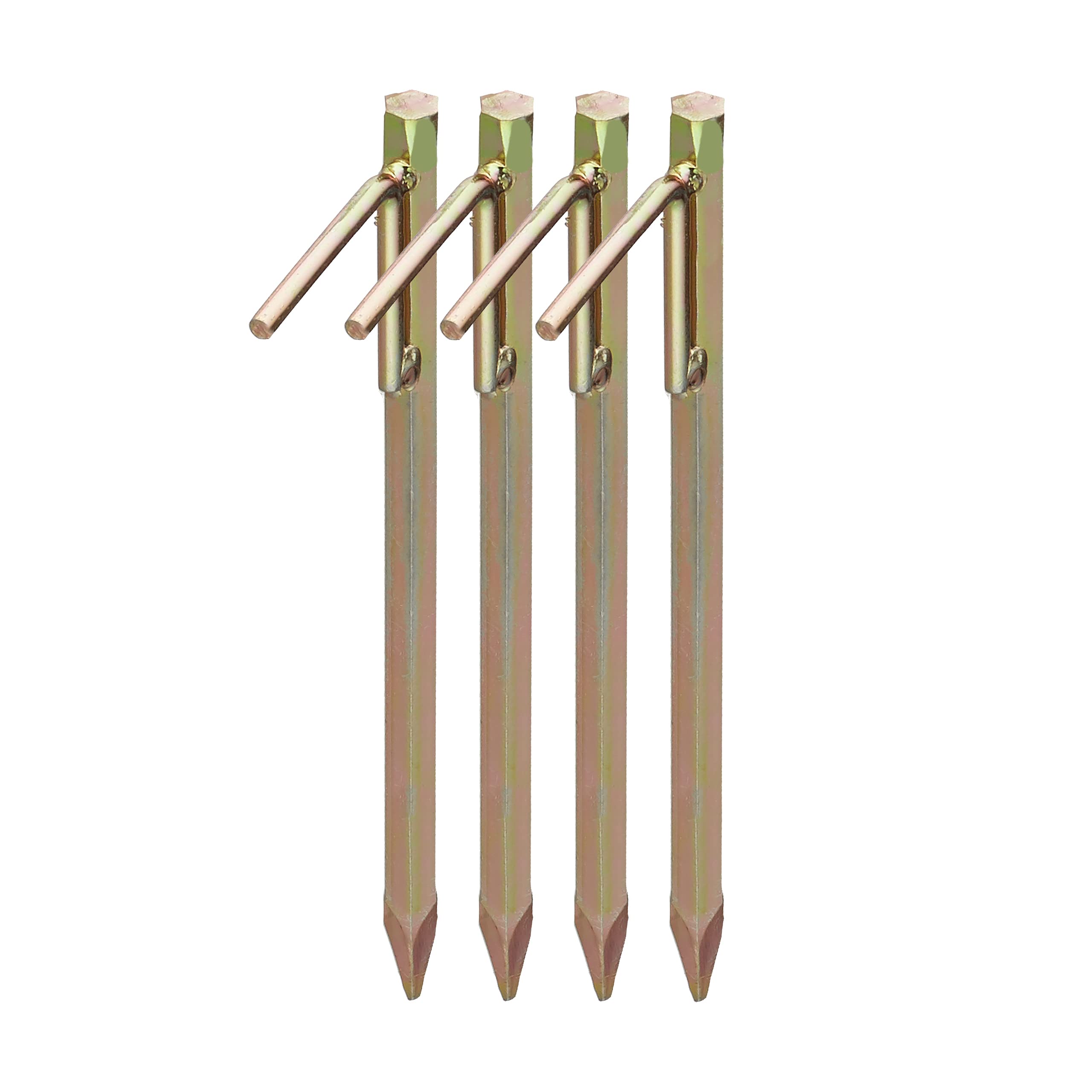 Relaxdays Heavy Duty Tent Stakes Set of 4, For Rocky Terrain, 30.5 cm, Camping Accessory, Galvanized Steel, Gold