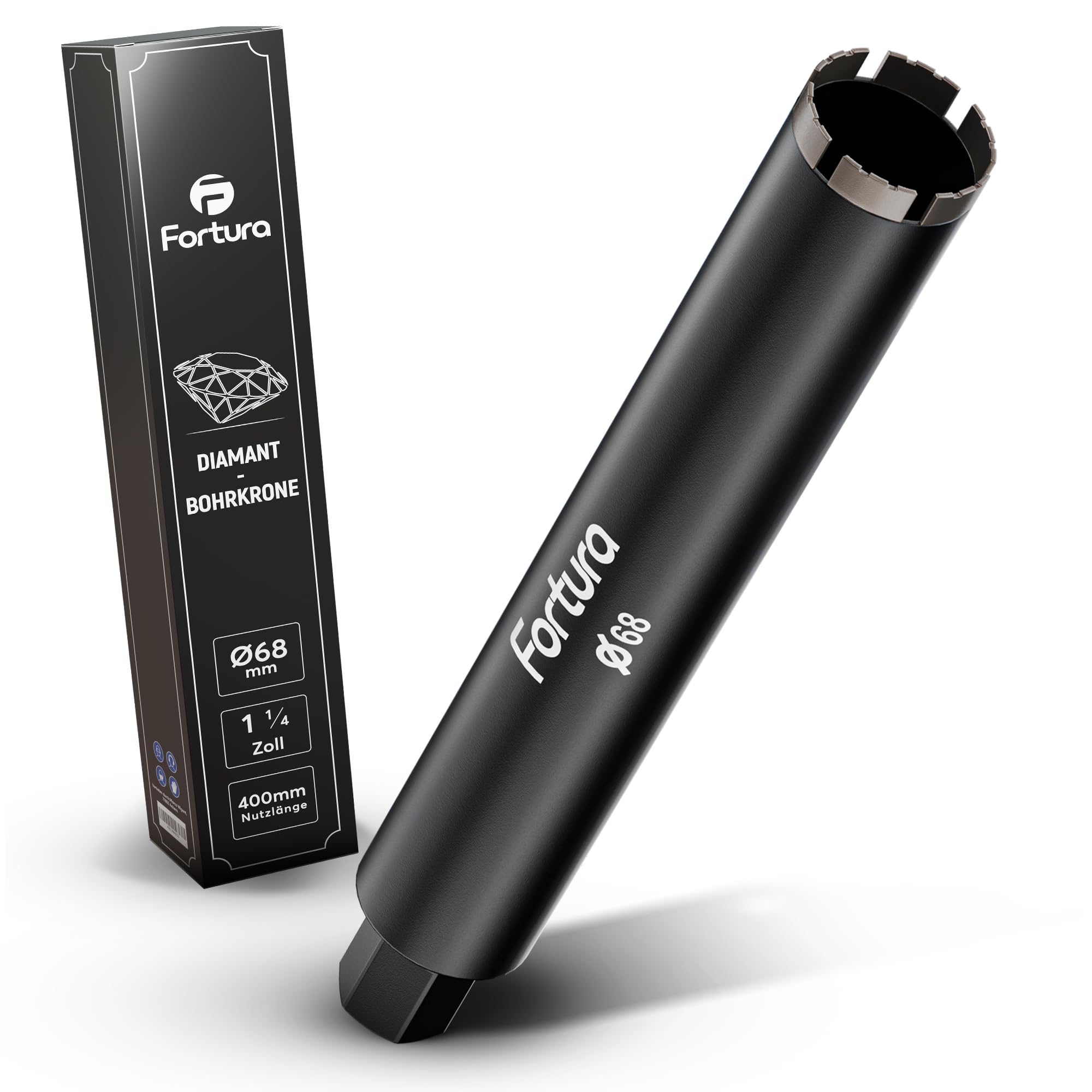 Fortura Core Drill, Drill Bit, Diameter 53-162 mm, 400 mm Length, Diamond Drill Bit, Crown Drill, Core Drill Bit (Diameter 68 x 400 mm)