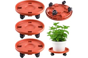 Tulpeed Rolling Plant Stand with Wheels 3 Pack 12 Inch Plant Caddy with Wheels Heavy Duty Plant Dolly Roller Base with Wheels Round Flower Pot Rack Holder Planter Trolley Tray, Red