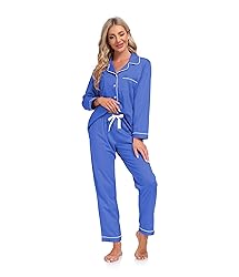 COLORFULLEAF Women's 100% Cotton Long Sleeve Pajama