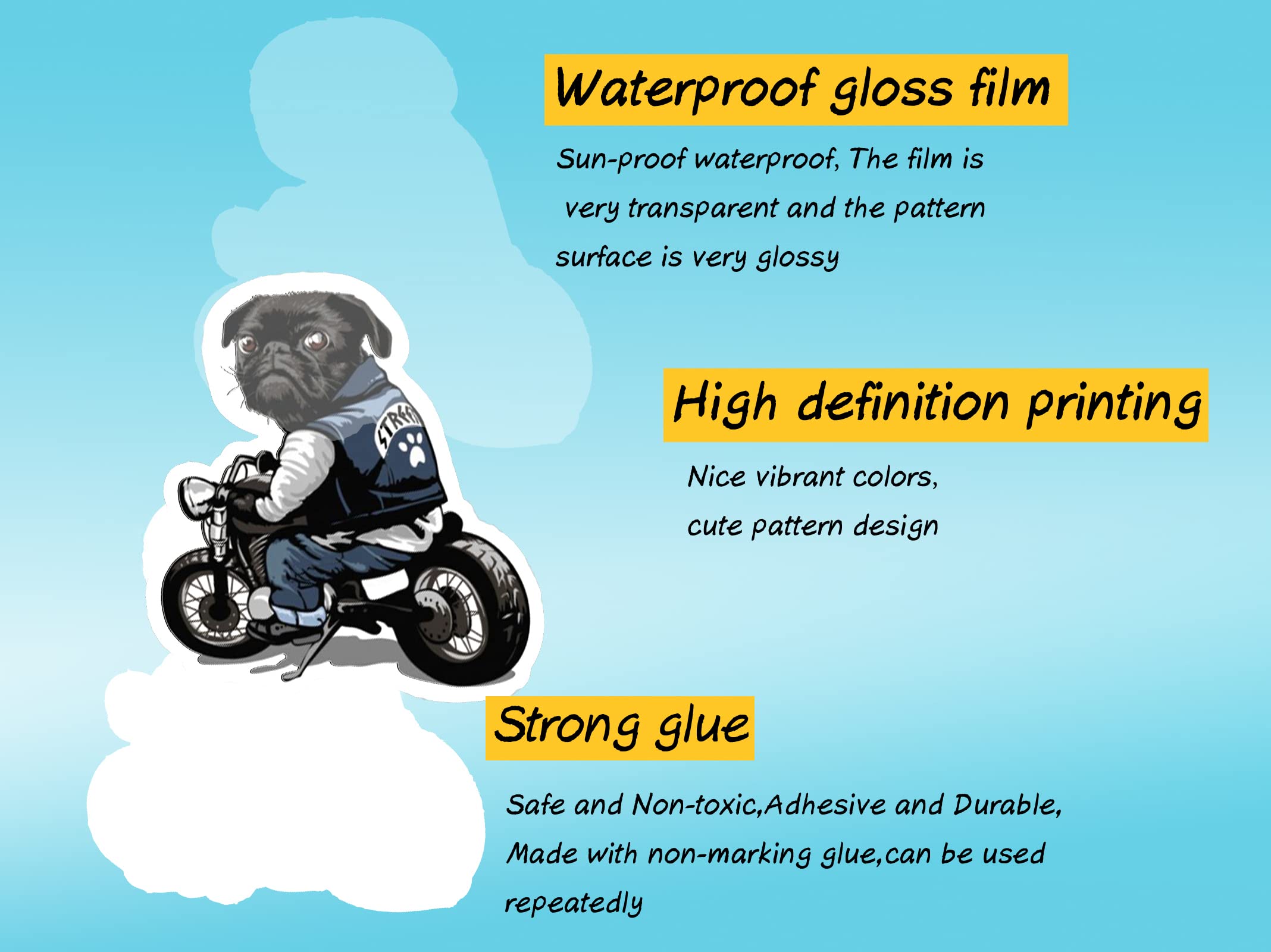 50 Pcs Cute Funny Pug Waterproof Vinyl Stickers Decals for Water Bottles Laptop Phone Cases, Dog Puppy Stickers Pack for Kids Teens, Teacher Reward Stickers, DIY Pug Theme Party Favor & Supplies