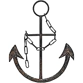 Metal Anchor for Wall Decor - Antique Nautical Decoration for Living Room, Restroom, Bathroom, Bedroom, Kitchen - Boat, Ship Anchor with Chain for Home Interior